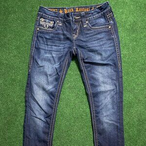 Rock Revival Women’s SORA Jeans US 25 Dark-Wash Skinny Capri